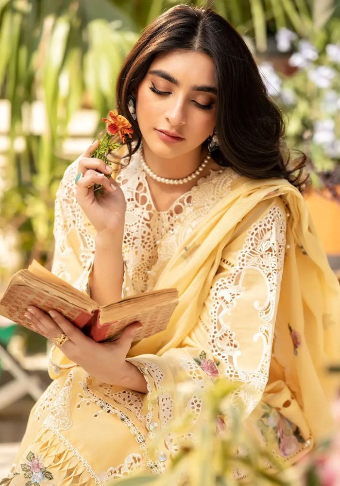 Embroidered Lawn Suits Unstitched 3 Piece Unstitched - ROSHNE - KS007