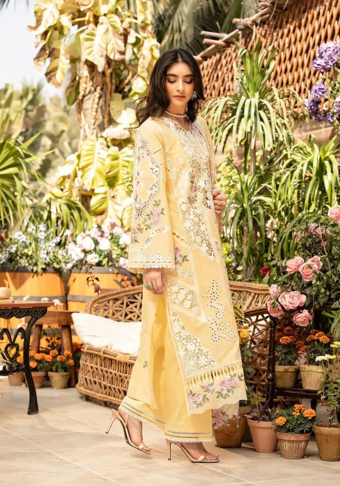 Embroidered Lawn Suits Unstitched 3 Piece Unstitched - ROSHNE - KS007